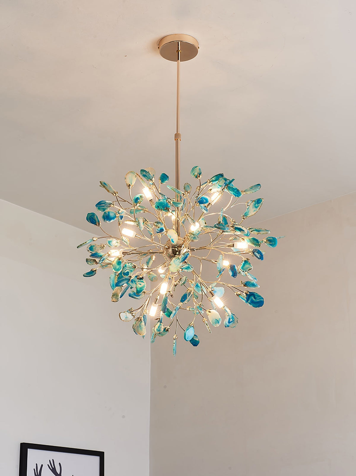 Agate Branch Chandelier 23-Inch Gold Finish Multi-Arm Adjustable G4 Fixture for Dining Room Living Room Statement Lighting Multicolor Natura