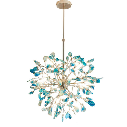 Agate Branch Chandelier 23-Inch Gold Finish Multi-Arm Adjustable G4 Fixture for Dining Room Living Room Statement Lighting Multicolor Natura