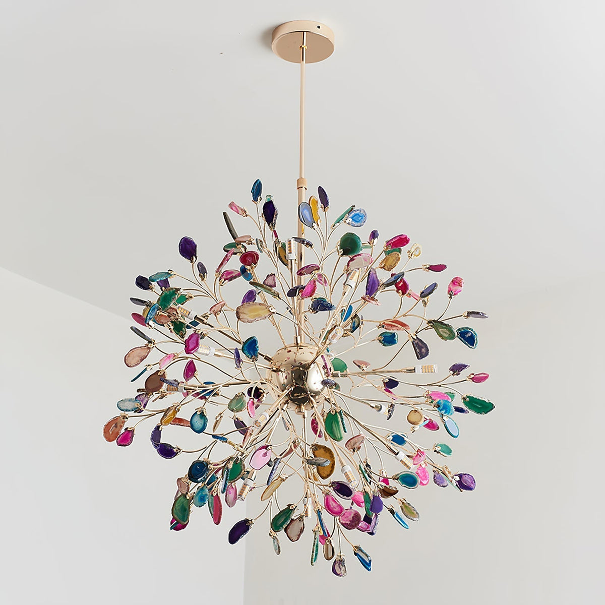 Agate Branch Chandelier 23-Inch Gold Finish Multi-Arm Adjustable G4 Fixture for Dining Room Living Room Statement Lighting Multicolor Natura