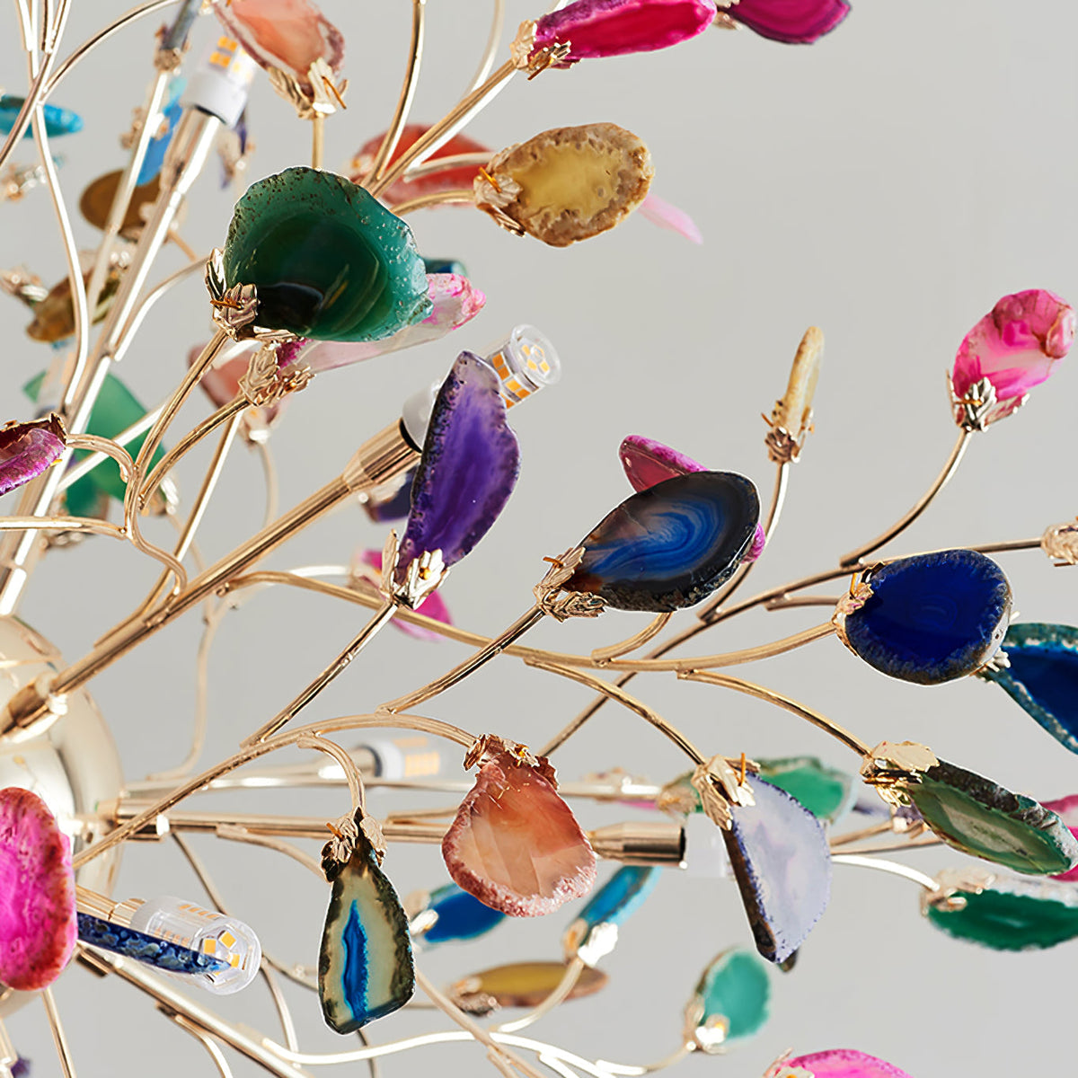 Agate Branch Chandelier 23-Inch Gold Finish Multi-Arm Adjustable G4 Fixture for Dining Room Living Room Statement Lighting Multicolor Natura