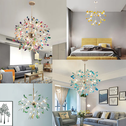 Agate Branch Chandelier 23-Inch Gold Finish Multi-Arm Adjustable G4 Fixture for Dining Room Living Room Statement Lighting Multicolor Natura