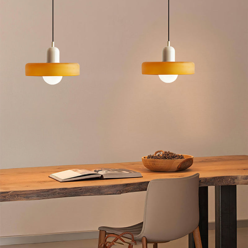 Handcrafted Art Glass Dome Pendant Light, Adjustable Modern Hanging Fixture for Dining Room Kitchen Island Living Room