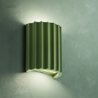 Sculptural Resin Sconce with Dual G9 Sockets for Bedroom Hallway Accent Lighting in Green Finish 6.5 Inches Compact Indoor Fixture