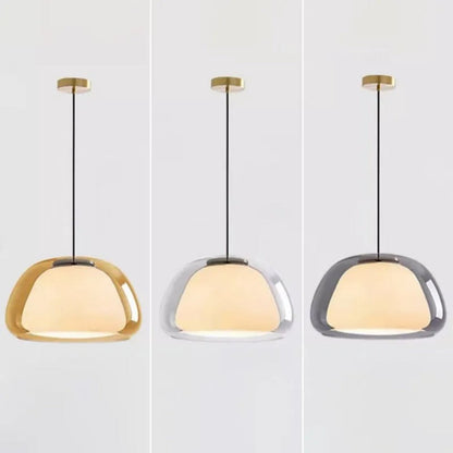 Suspension luminaire en verre texturé pour salle à manger et cuisine | Douille E27 | Abat-jour dôme ondulé | Deux tailles disponibles | Éclairage d'ambiance chaleureux pour