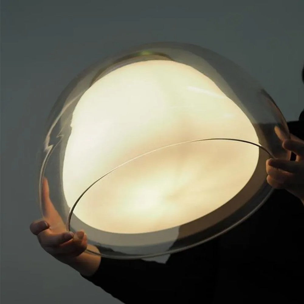 Suspension luminaire en verre texturé pour salle à manger et cuisine | Douille E27 | Abat-jour dôme ondulé | Deux tailles disponibles | Éclairage d'ambiance chaleureux pour