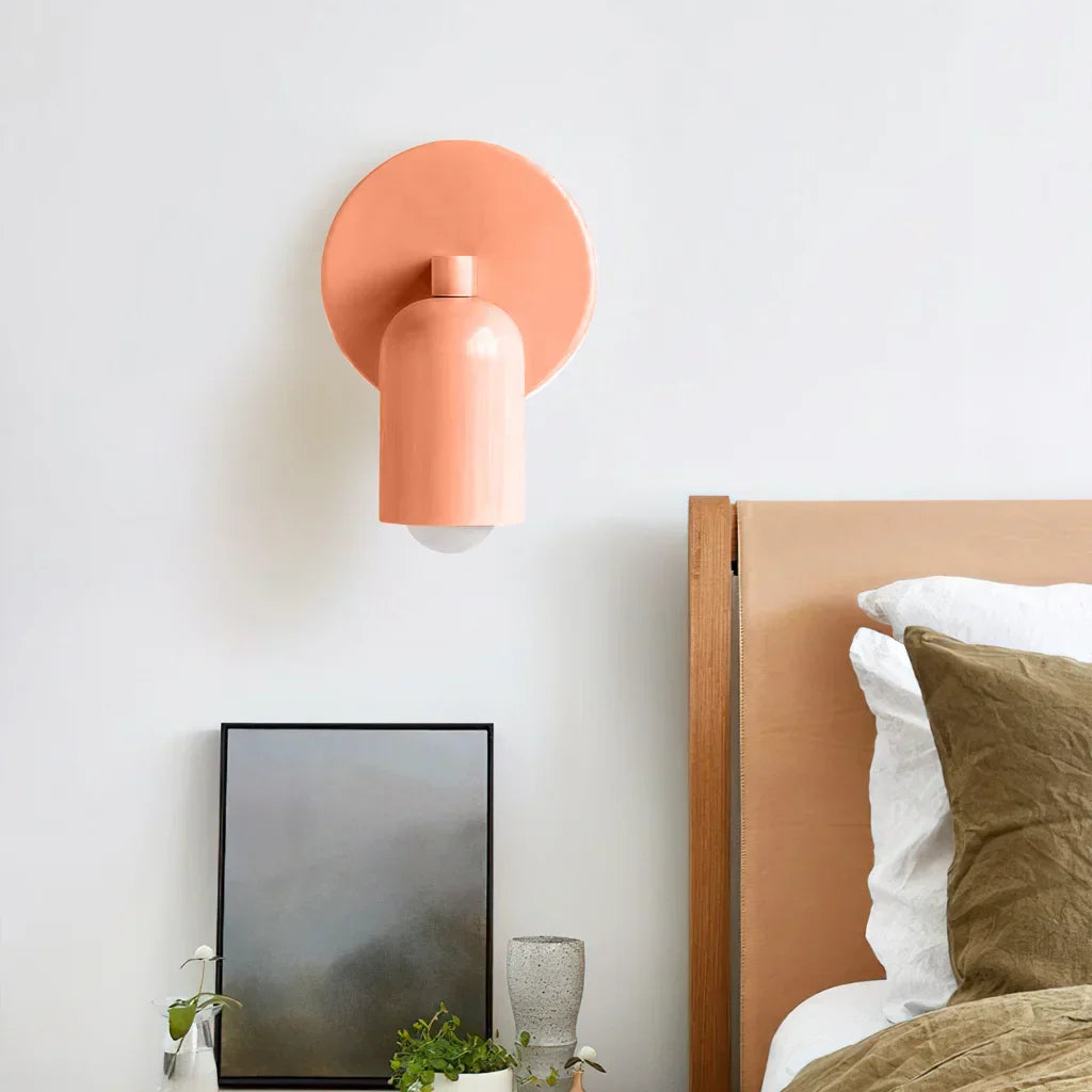 Applique murale filaire avec ampoule LED E27 – Luminaire en fer vert mat de 12 cm pour chambre, couloir et escalier – Style scandinave