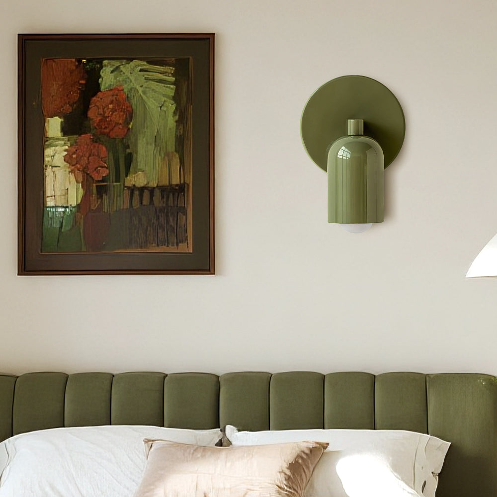 Applique murale filaire avec ampoule LED E27 – Luminaire en fer vert mat de 12 cm pour chambre, couloir et escalier – Style scandinave