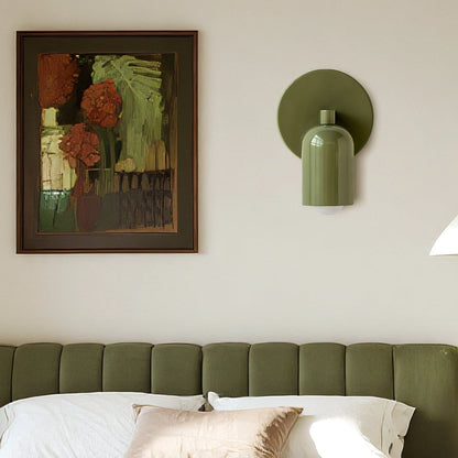Applique murale filaire avec ampoule LED E27 – Luminaire en fer vert mat de 12 cm pour chambre, couloir et escalier – Style scandinave