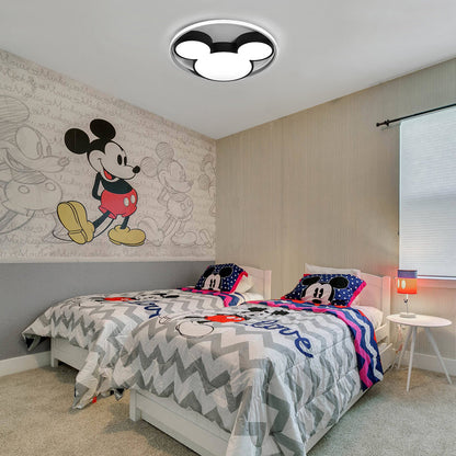 Dimmable LED Flush Mount Kids Room Light with Remote Control – Black & White Character-Inspired Fixture, 18 or 20 Inch, Adjustable Brightnes