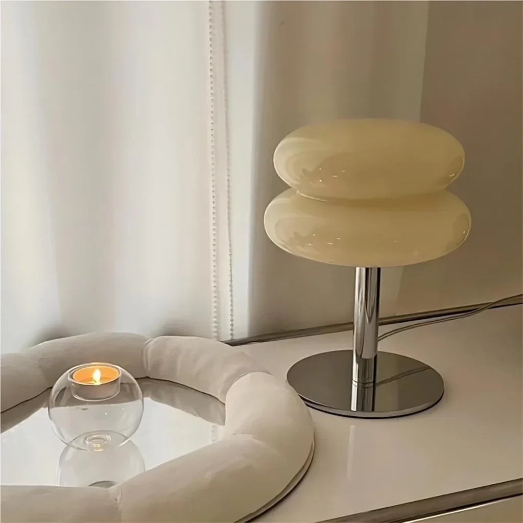 Frosted Glass Accent Lamp 10 Inch Sphere Bedside Light with Metal Base for Nightstand Reading Office Desktop Illumination