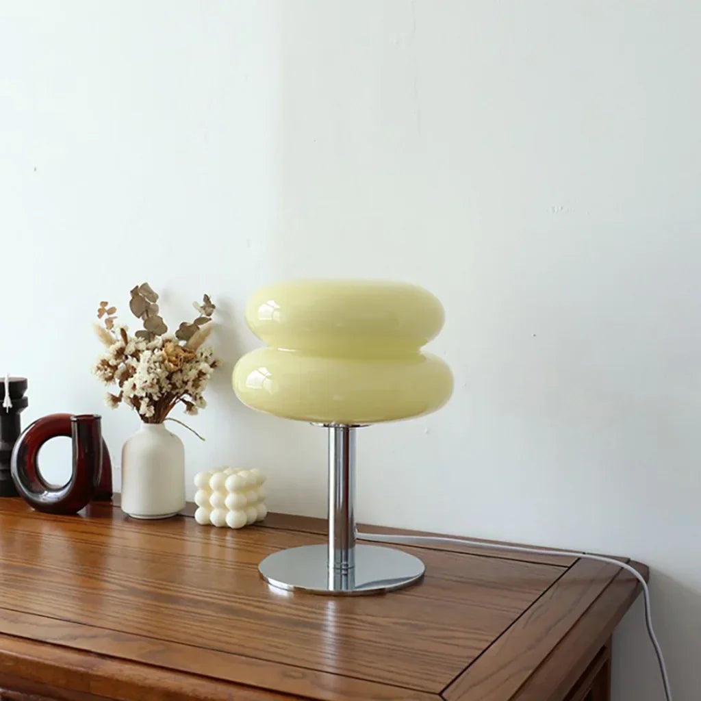 Frosted Glass Accent Lamp 10 Inch Sphere Bedside Light with Metal Base for Nightstand Reading Office Desktop Illumination