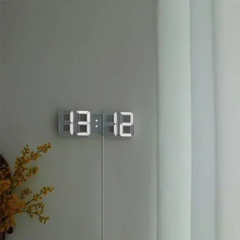 Modern 3D LED Clock with Automatic Dimming – Versatile Wall and Desk Design