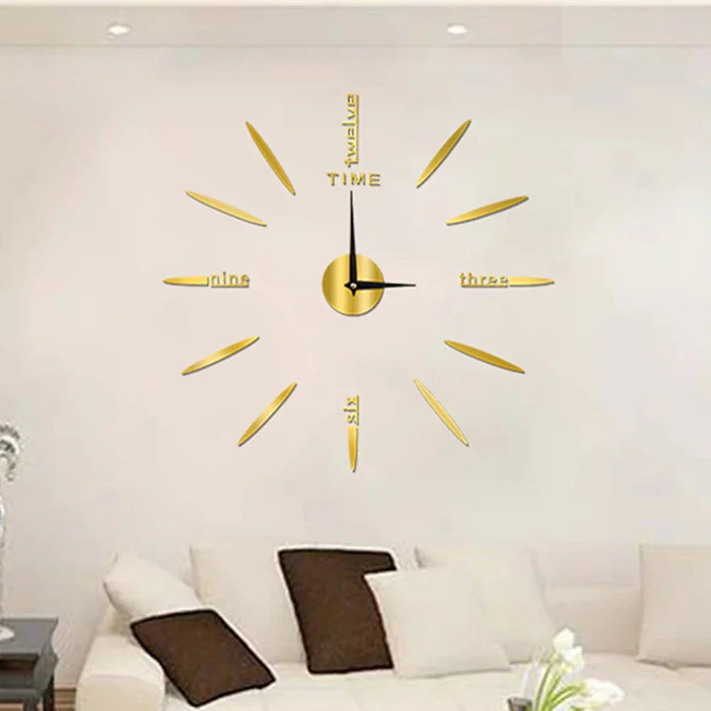 Large Wall Clocks for Living Room, Modern Wall Clock Acrylic Mirror Finish, Oversized Wall Clock Decor for Bedroom