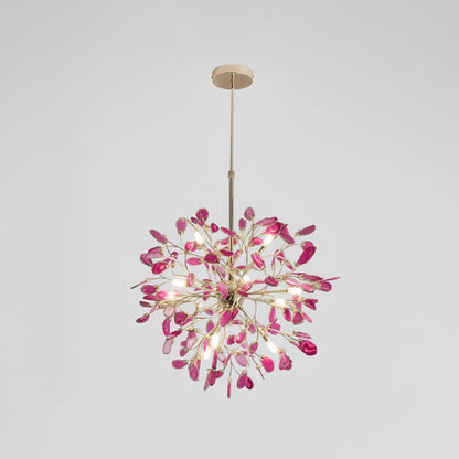 Agate Branch Chandelier 23-Inch Gold Finish Multi-Arm Adjustable G4 Fixture for Dining Room Living Room Statement Lighting Multicolor Natura