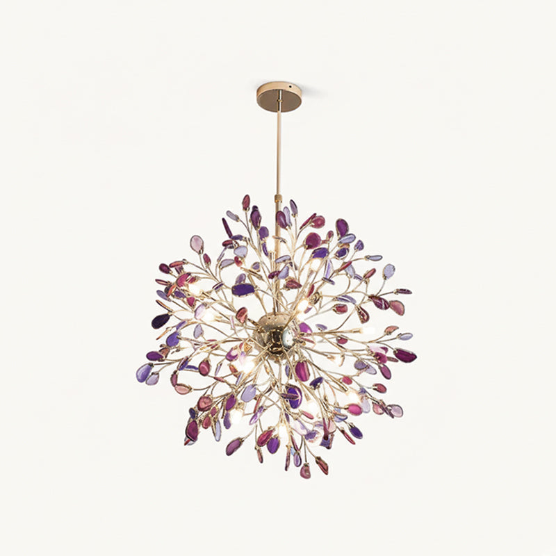 Agate Branch Chandelier 23-Inch Gold Finish Multi-Arm Adjustable G4 Fixture for Dining Room Living Room Statement Lighting Multicolor Natura