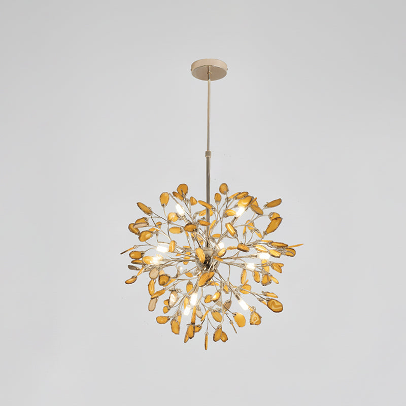 Agate Branch Chandelier 23-Inch Gold Finish Multi-Arm Adjustable G4 Fixture for Dining Room Living Room Statement Lighting Multicolor Natura