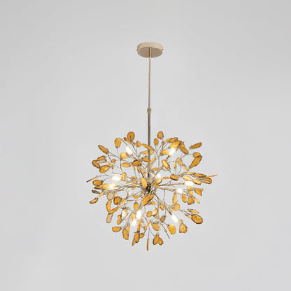 Agate Branch Chandelier 23-Inch Gold Finish Multi-Arm Adjustable G4 Fixture for Dining Room Living Room Statement Lighting Multicolor Natura