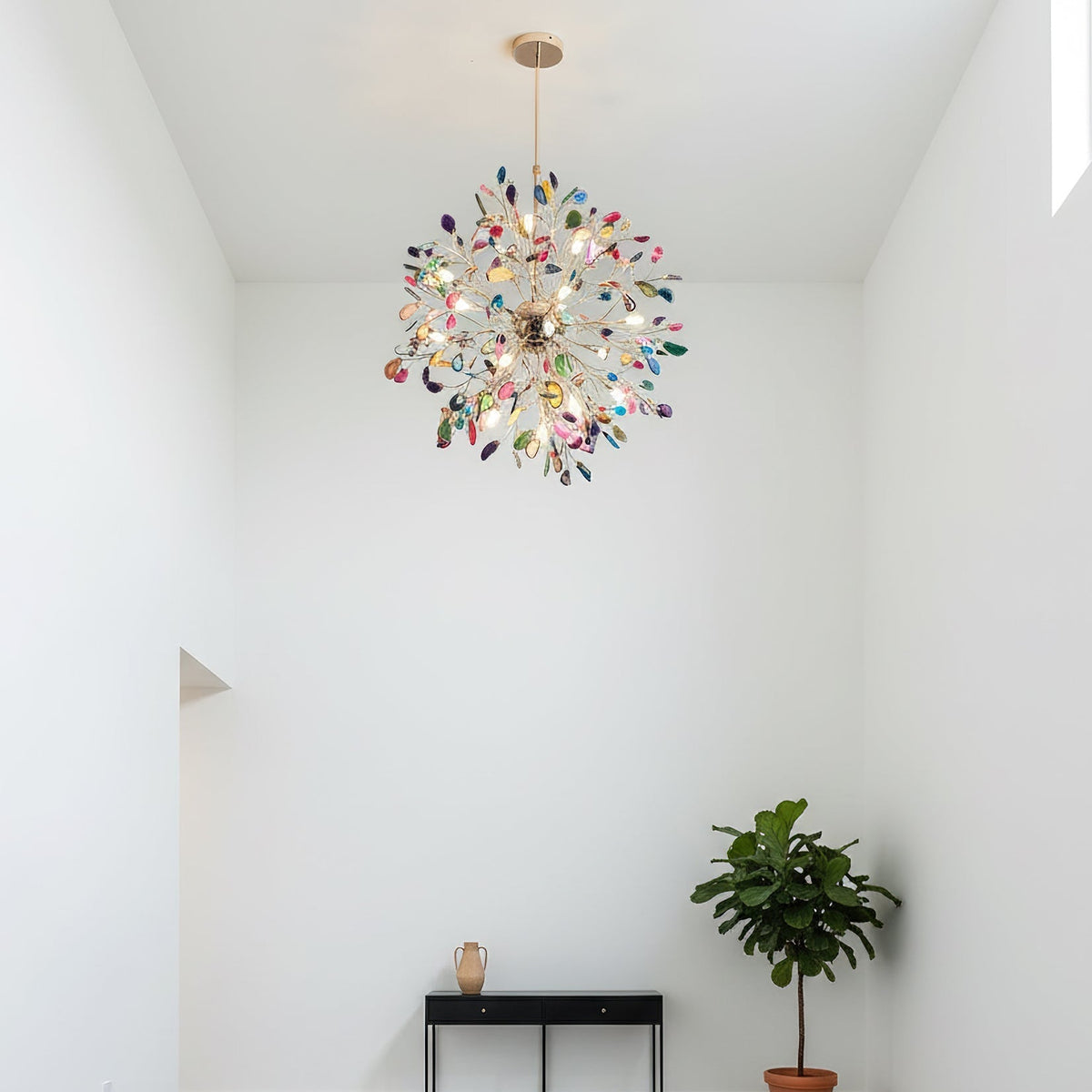 Agate Branch Chandelier 23-Inch Gold Finish Multi-Arm Adjustable G4 Fixture for Dining Room Living Room Statement Lighting Multicolor Natura