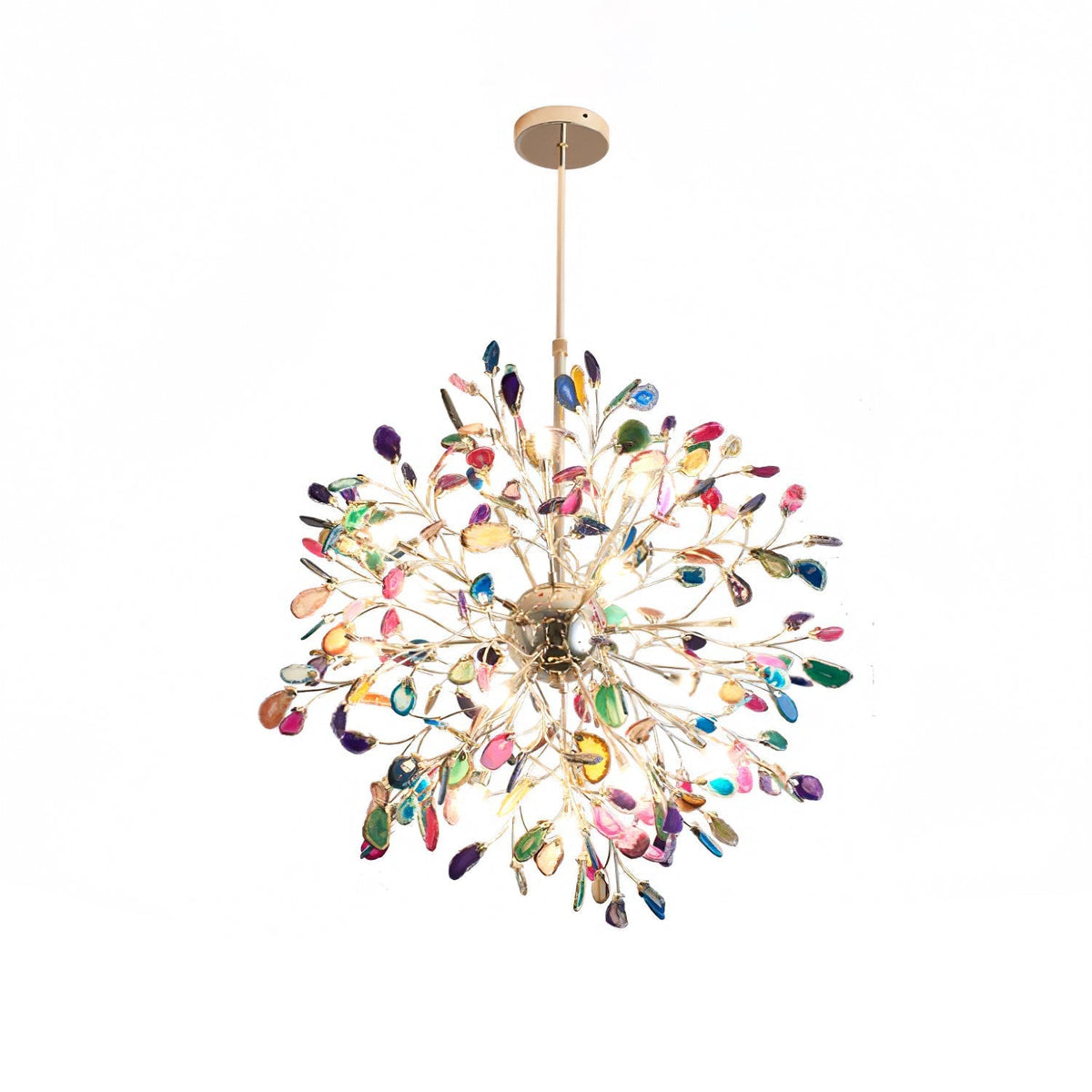 Agate Branch Chandelier 23-Inch Gold Finish Multi-Arm Adjustable G4 Fixture for Dining Room Living Room Statement Lighting Multicolor Natura