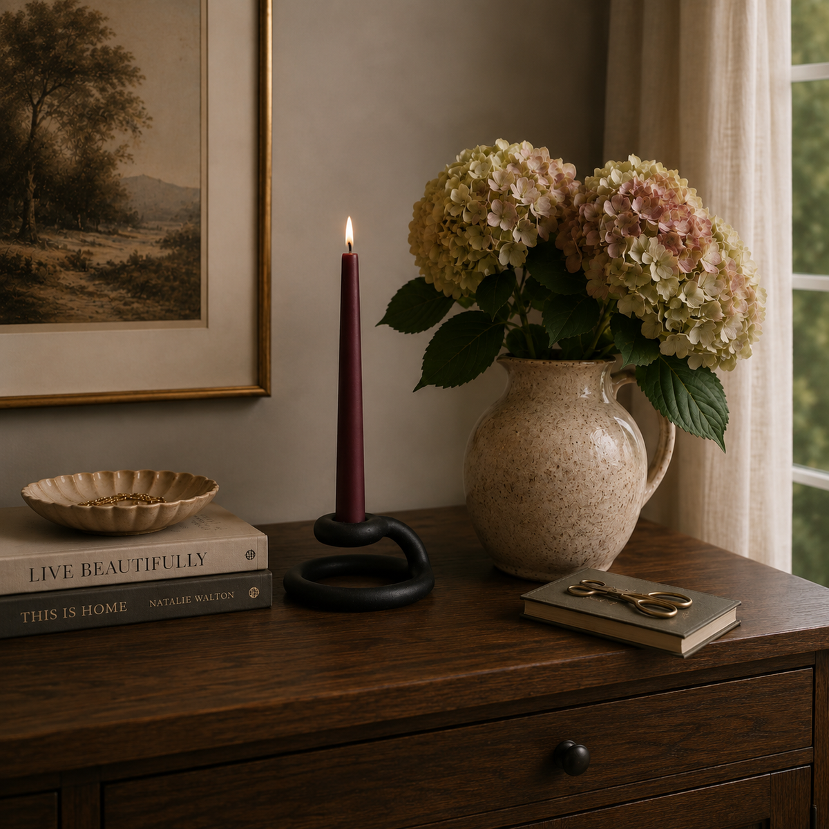 Modern Black Candlestick Holder, 12-Inch Minimalist Design for Elegant Home Decor