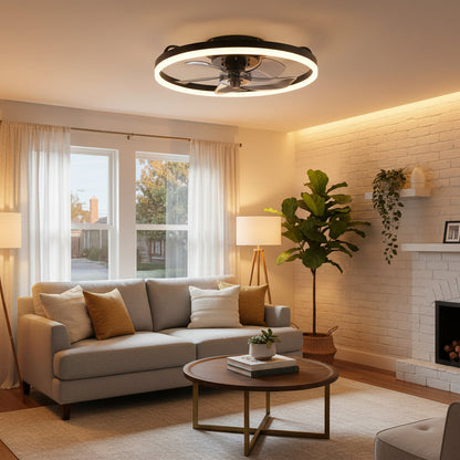 Modern Ceiling Fan with Dimmable LED Lights | Flush Mount Design for Efficient Air Circulation and Style