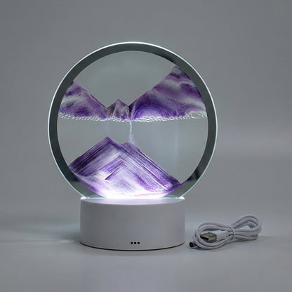 Moving Sand Picture Light 10 in x 8 in Glass Display 3W LED Accent Lamp Home Office Bedroom Nightstand Bookshelf Decor Tabletop Flowing Sand