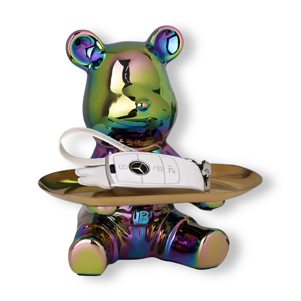 Modern Decorative Tray for Coffee Table - Ceramic Bear Figurine, Stylish Storage Solution for Home Décor