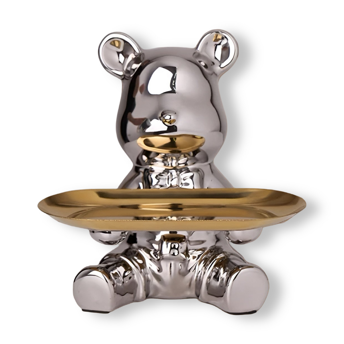 Modern Decorative Tray for Coffee Table - Ceramic Bear Figurine, Stylish Storage Solution for Home Décor