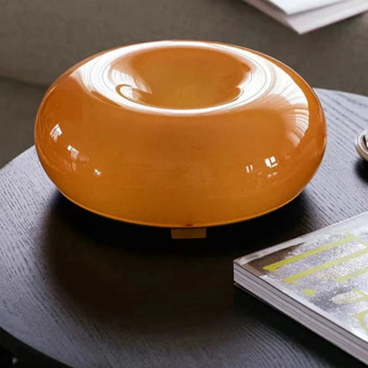 Lampe de table moderne en forme de donut avec LED dimmable – Lampe de bureau élégante en verre pour salon ou chambre à coucher