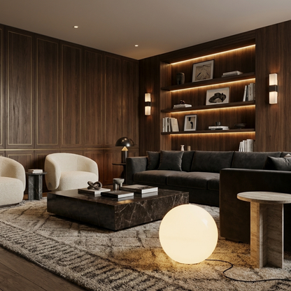 Modern Floor Lamp | Globe-Shaped Shade with Soft Light Diffusion | Minimalist Design for Living Room Elegance