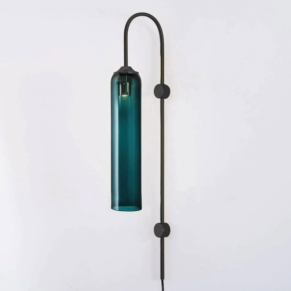 Cylindrical Glass Wall Sconce with 59 in Plug-In Cord for Bedrooms and Living Rooms | Modern Vertical Fixture Gold Metal Frame E27 Socket In