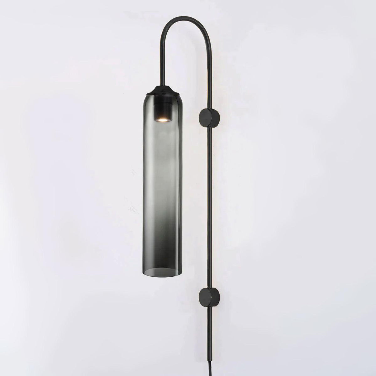 Cylindrical Glass Wall Sconce with 59 in Plug-In Cord for Bedrooms and Living Rooms | Modern Vertical Fixture Gold Metal Frame E27 Socket In