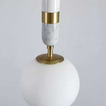 Modern Globe Pendant Light – Brass and Marble Hanging Light, Adjustable LED Glass Pendant