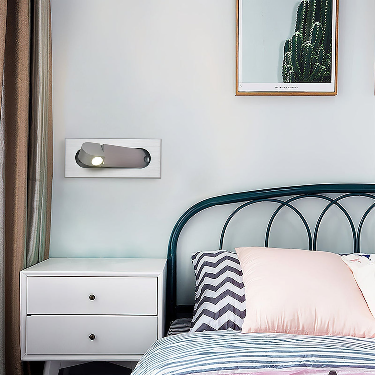 Adjustable LED Bedside Reading Light Wall Mount with Push Button Control – Space-Saving Swing Arm Design in Multiple Finishes