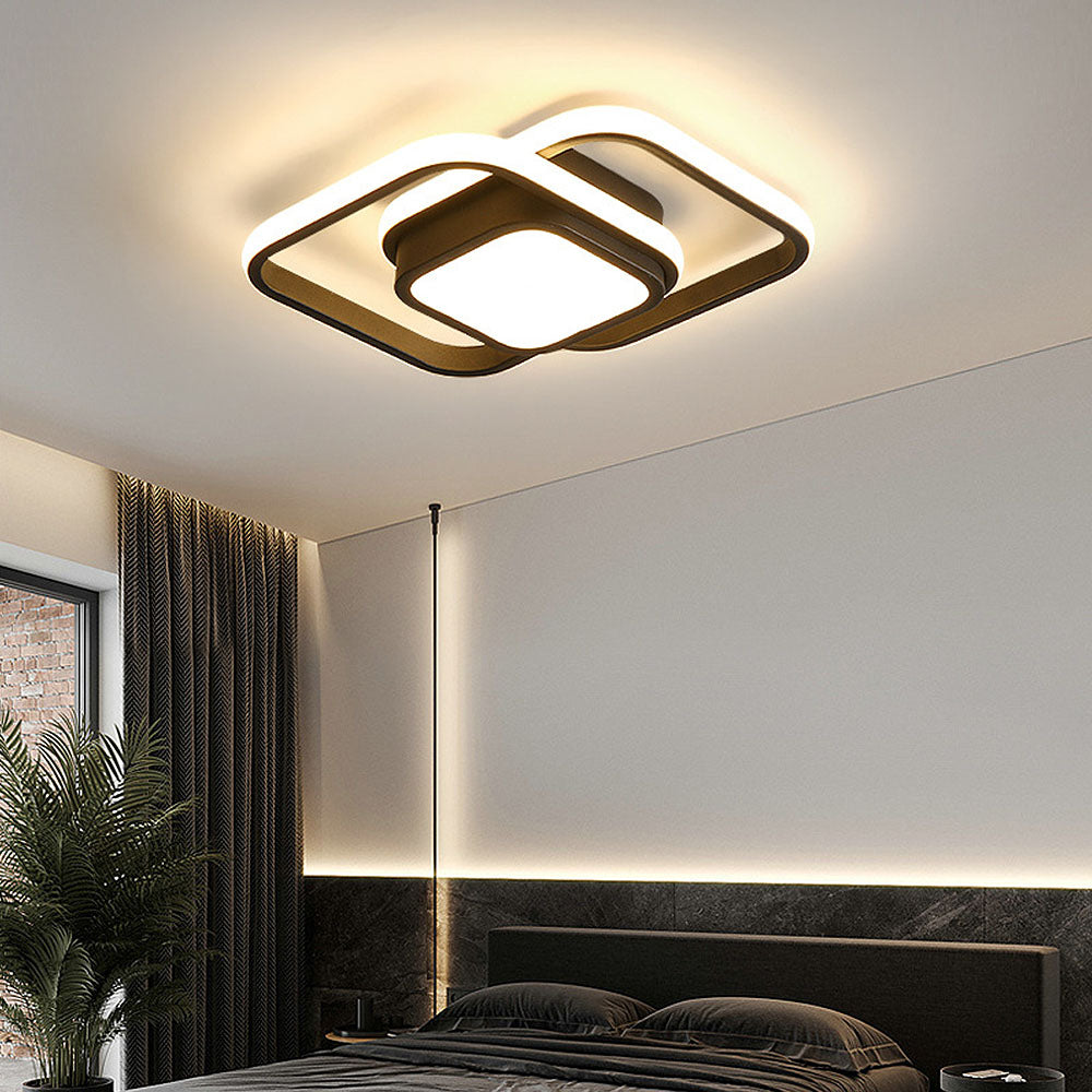 Flush Mount Ceiling Light Double Ring, Modern LED Ceiling Light for Bedroom and Hallway, Dimmable Ceiling Light Fixture