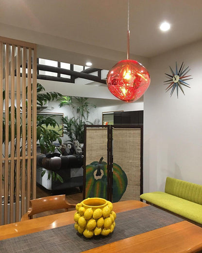 Reflective Globe Pendant Light Fixture with Adjustable Drop | Metal Hanging Ceiling Lamp for Kitchen Island Dining Room Living Space | Avail