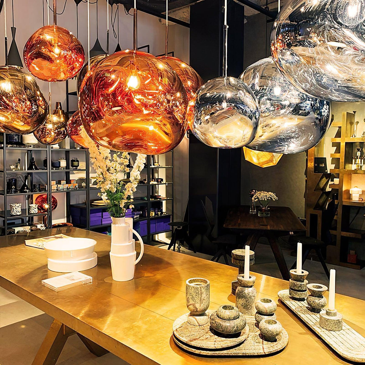 Reflective Globe Pendant Light Fixture with Adjustable Drop | Metal Hanging Ceiling Lamp for Kitchen Island Dining Room Living Space | Avail