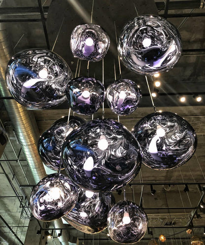 Reflective Globe Pendant Light Fixture with Adjustable Drop | Metal Hanging Ceiling Lamp for Kitchen Island Dining Room Living Space | Avail