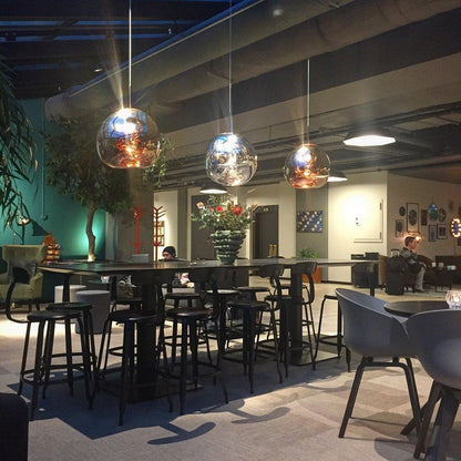 Reflective Globe Pendant Light Fixture with Adjustable Drop | Metal Hanging Ceiling Lamp for Kitchen Island Dining Room Living Space | Avail
