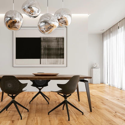 Reflective Globe Pendant Light Fixture with Adjustable Drop | Metal Hanging Ceiling Lamp for Kitchen Island Dining Room Living Space | Avail