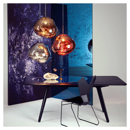 Reflective Globe Pendant Light Fixture with Adjustable Drop | Metal Hanging Ceiling Lamp for Kitchen Island Dining Room Living Space | Avail