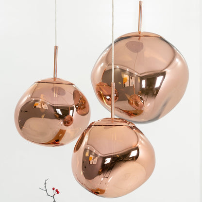 Reflective Globe Pendant Light Fixture with Adjustable Drop | Metal Hanging Ceiling Lamp for Kitchen Island Dining Room Living Space | Avail