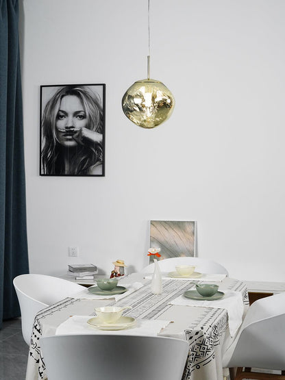 Reflective Globe Pendant Light Fixture with Adjustable Drop | Metal Hanging Ceiling Lamp for Kitchen Island Dining Room Living Space | Avail