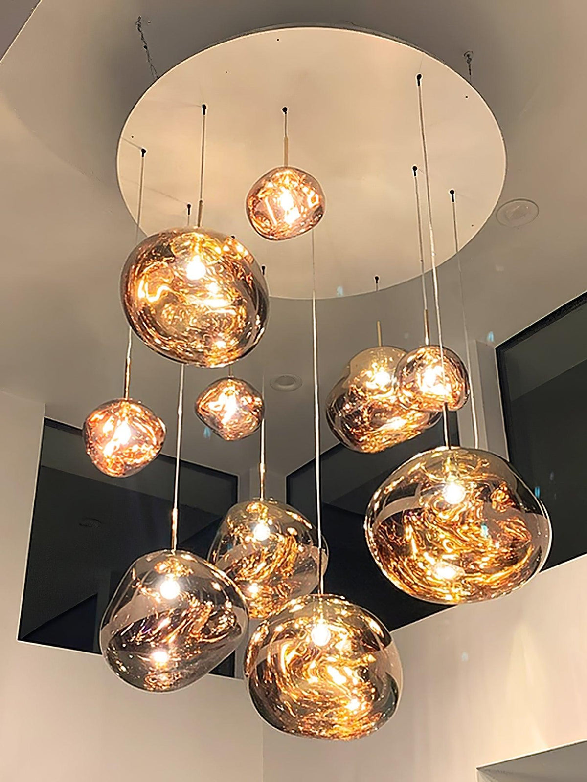 Reflective Globe Pendant Light Fixture with Adjustable Drop | Metal Hanging Ceiling Lamp for Kitchen Island Dining Room Living Space | Avail