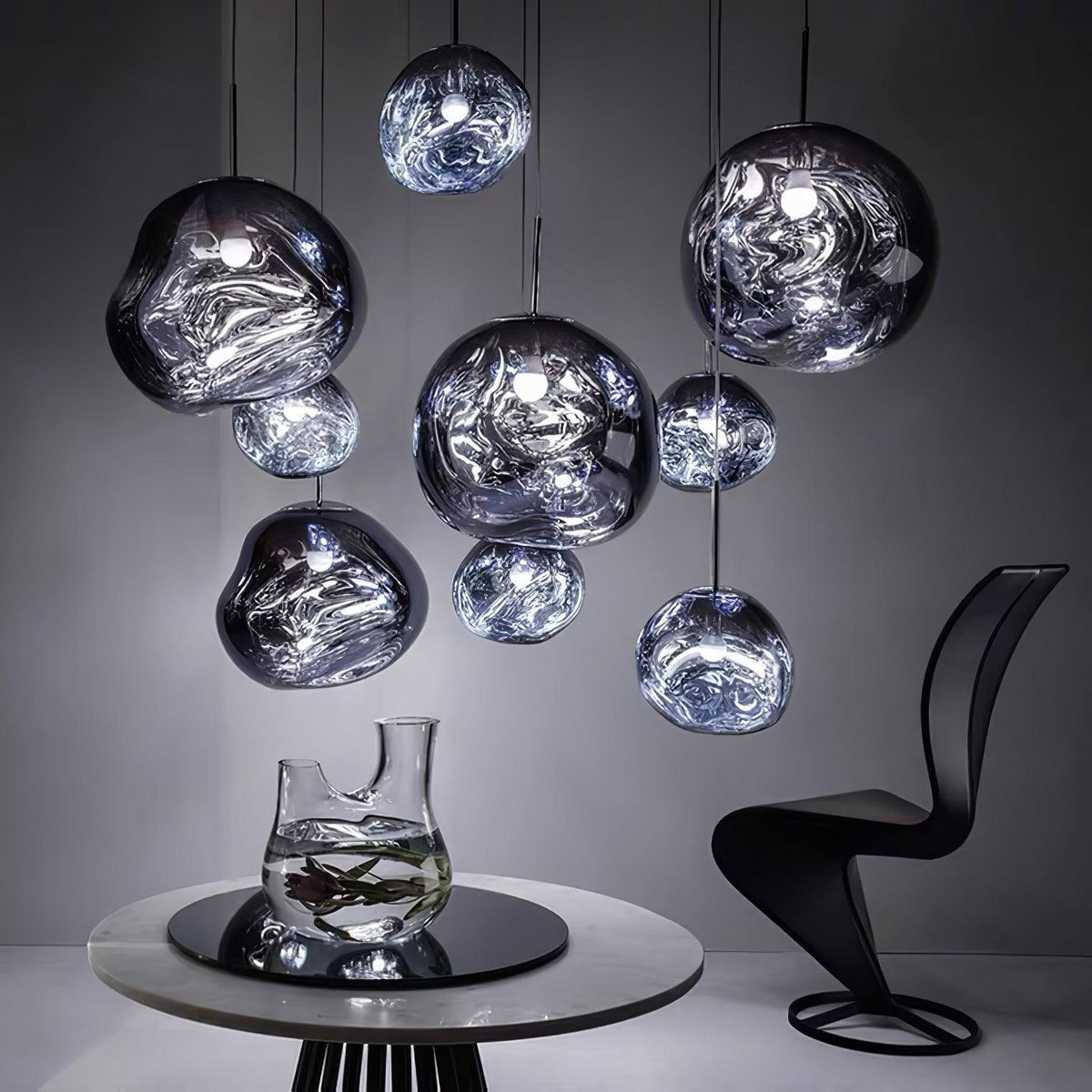 Reflective Globe Pendant Light Fixture with Adjustable Drop | Metal Hanging Ceiling Lamp for Kitchen Island Dining Room Living Space | Avail