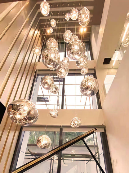 Reflective Globe Pendant Light Fixture with Adjustable Drop | Metal Hanging Ceiling Lamp for Kitchen Island Dining Room Living Space | Avail