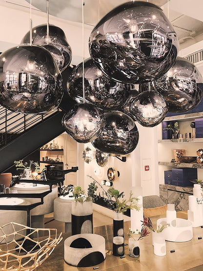 Reflective Globe Pendant Light Fixture with Adjustable Drop | Metal Hanging Ceiling Lamp for Kitchen Island Dining Room Living Space | Avail