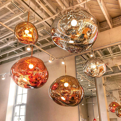 Reflective Globe Pendant Light Fixture with Adjustable Drop | Metal Hanging Ceiling Lamp for Kitchen Island Dining Room Living Space | Avail