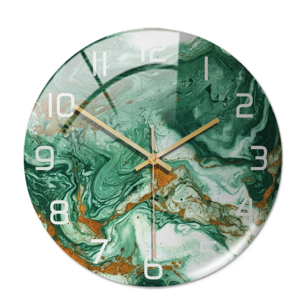 Horloge murale moderne aspect marbre – Décoration silencieuse en acrylique de haute qualité de 11,81 pouces pour la maison et le bureau