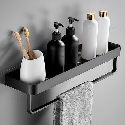 Modern Matt Black Bathroom Set | Stainless Steel Bath Rack with Versatile Shelves for Organized Storage